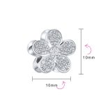Daisy Flower Charm Bead with Sparkling CZ Pave for European Bracelet - Image 3