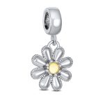 Sunflower Daisy Charm Bead Two-Tone 14K Gold Plated Fits European Bracelet