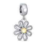 Sunflower Daisy Charm Bead Two-Tone 14K Gold Plated Fits European Bracelet