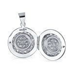 Embossed Boho Scroll Flower Sterling Silver Locket Necklace for Photos - Image 2