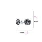 Retro Vintage Floral Black Rose Stud Earrings in Oxidized Sterling Silver 8MM - Image 4