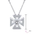 Ancient Knight Templar Cross Pendant Necklace Masonic Symbol Pave CZ .925 Sterling Silver - Image 3