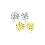 Set of 2 Irish Shamrock Stud Earrings Gold Plated Silver St. Patrick's Day Charm