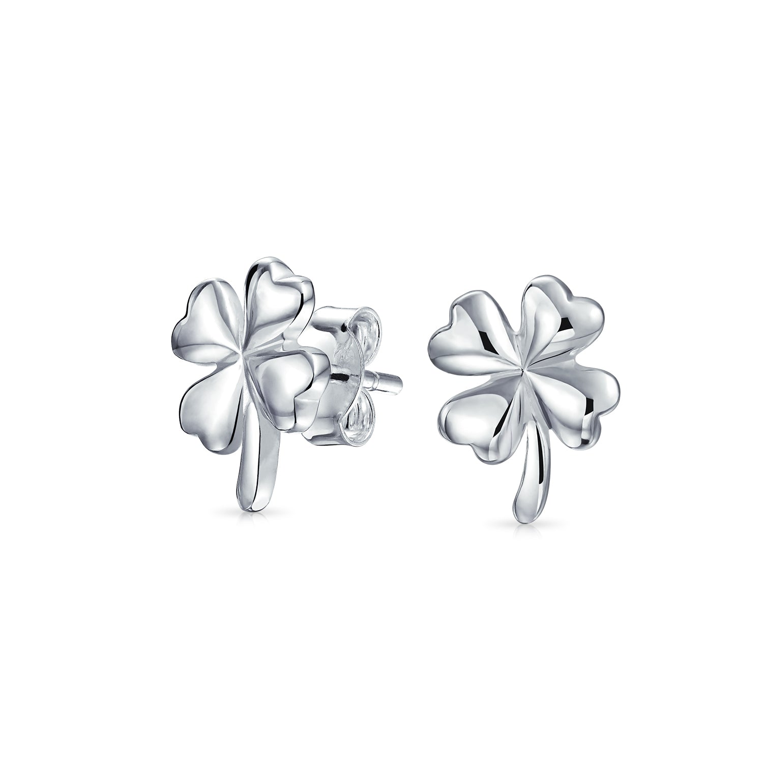 four-leaf-clover-silver-earrings-stud_st-se-0972-az_1 Luck of the Irish Shamrock Celtic Clover Stud Earrings .925 Sterling Silver - Image 1