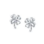 Set of 2 Irish Shamrock Stud Earrings Gold Plated Silver St. Patrick's Day Charm - Image 2