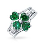 St Patrick Shamrock Irish Green CZ Flower Lucky Clover Ring Sterling Silver - Image 7