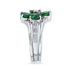 St Patrick Shamrock Irish Green CZ Flower Lucky Clover Ring Sterling Silver - Image 2