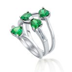 St Patrick Shamrock Irish Green CZ Flower Lucky Clover Ring Sterling Silver - Image 3