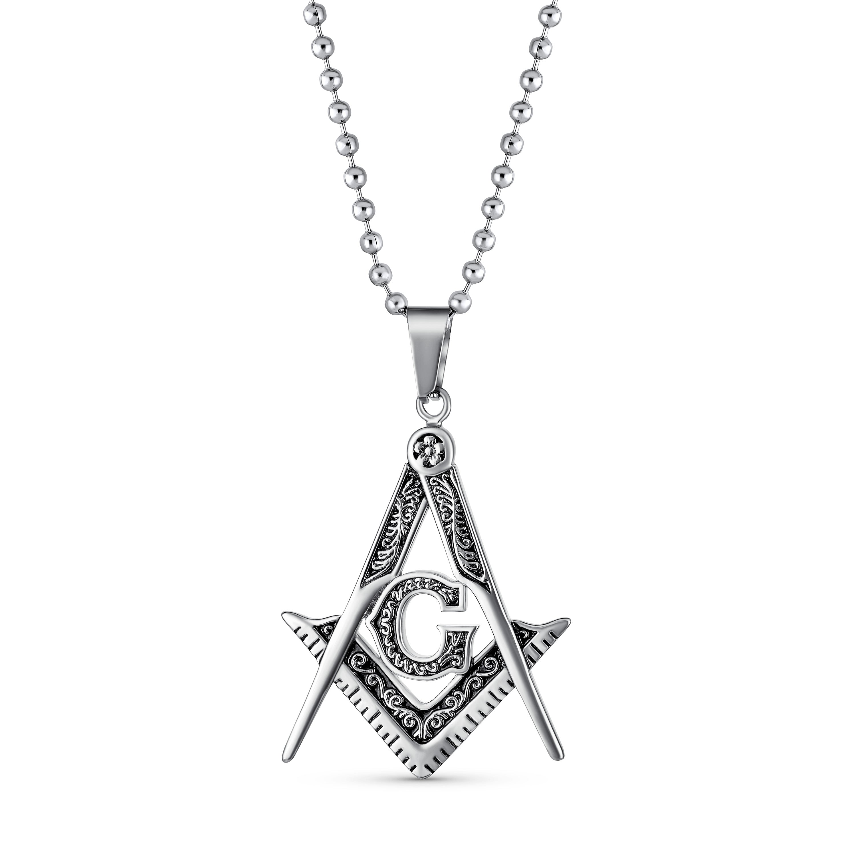 freemason-masonic-symbol-pendant-silver-sgd-ald205-az_011 Black Oxidized Freemason Masonic Symbol Pendant Necklace - Image 1
