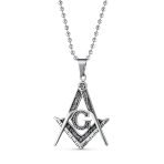Set of 2 Freemason Masonic Symbol Pendant Necklace Silver Gold Plated Oxidized - Image 2