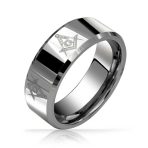 Square Compass Freemason Masonic Titanium Band Ring Silver Tone Comfort Fit 8MM - Image 2