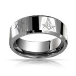 Square Compass Freemason Masonic Titanium Band Ring Silver Tone Comfort Fit 8MM - Image 4