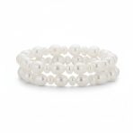 Set of 2 Baroque White Freshwater Pearl Stretch Bracelet Stackable