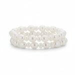 Set of 2 Baroque White Freshwater Pearl Stretch Bracelet Stackable