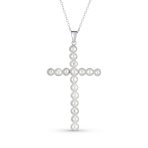 Vintage Bridal Freshwater Pearl Large Cross Pendant Necklace
