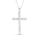 Vintage Bridal Freshwater Pearl Large Cross Pendant Necklace