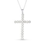 Vintage Bridal Freshwater Pearl Large Cross Pendant Necklace - Image 2