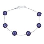 Black Freshwater Cultured Pearl Tin Cup Necklace & Bracelet Set Sterling Silver - Image 9