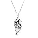 2 PCS BFF Split Heart Puzzle Pendant Necklace Silver - Image 5