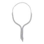 Art Deco Y Fringe Tassel Collar Necklace with Cubic Zirconia