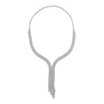 Art Deco Y Fringe Tassel Collar Necklace with Cubic Zirconia