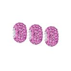 Set of 3 Solid Lilac Pink Pave Crystal Bead Charm Sterling Silver Core - Image 3