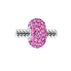 Set of 3 Solid Lilac Pink Pave Crystal Bead Charm Sterling Silver Core - Image 9