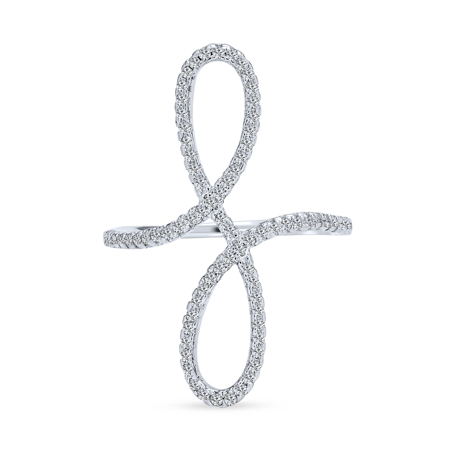 full-clear-cz-swirl-ring_sls-595r4555_1 Delicate CZ Cubic Zirconia Full Finger Statement Infinity Ring Sterling Silver - Image 1