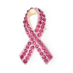 Cancer Awareness Brooche Pin Pink Crystal Enamel Support Symbol Jewelry