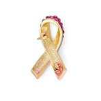 Set of 3 Cancer Awareness Brooche Pin Pink Crystal Enamel Support Symbol Jewelry - Image 6