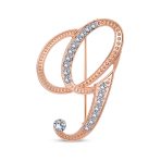 Large Statement ABC Crystal Letters Initial Scarf Lapel Pin Brooch Rose Gold Plated - Image 2