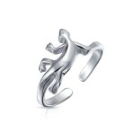 Set of 2 Garden Reptile Snake and Geko Lizard Midi Toe Ring Sterling Silver - Image 5