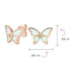 Butterfly Stud Earrings with Opal Gemstone in Rose Gold Sterling Silver - Image 4