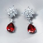 Cluster Floral CZ Teardrop Chandelier Clip-On Earrings - Image 9