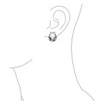 Festive Bow Red Green White Crystal Wreath Stud Earrings in Silver - Image 2