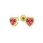 Romantic Love Tiny Mini Cubic Zirconia Aqua Blue CZ Heart Stud Earrings 14K Yellow Gold