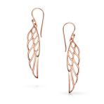 Rose Gold Plated Angel Wing Feather Dangle Earrings in  Sterling Silver - Image 5