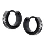 Mens Earrings Black Stainless Steel Gecko Hoop Huggie for Biker Jewelry Fans - Image 2