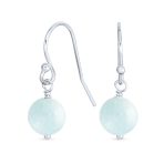 Simple Gemstone 8MM Bead Drop Ball Earrings Sterling Silver Birthstones Colors - Image 2