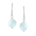 Simple Gemstone 8MM Bead Drop Ball Earrings Sterling Silver Birthstones Colors - Image 21
