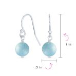 Simple Gemstone 8MM Bead Drop Ball Earrings Sterling Silver Birthstones Colors - Image 77