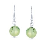 Simple Gemstone 8MM Bead Drop Ball Earrings Sterling Silver Birthstones Colors - Image 22