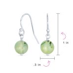 Simple Gemstone 8MM Bead Drop Ball Earrings Sterling Silver Birthstones Colors - Image 60