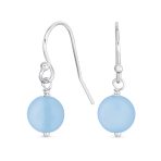 Simple Gemstone 8MM Bead Drop Ball Earrings Sterling Silver Birthstones Colors - Image 4