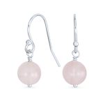 Simple Gemstone 8MM Bead Drop Ball Earrings Sterling Silver Birthstones Colors - Image 5