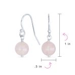Set of 3 Simple Natural Stone 8MM Ball Drop Earrings Sterling Silver Leverback - Image 13