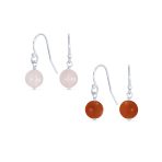 Set of 2 Natural Stone Bead Drop Earrings in Sterling Silver - Image 3