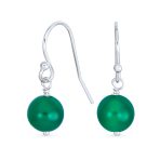 Simple Gemstone 8MM Bead Drop Ball Earrings Sterling Silver Birthstones Colors - Image 6