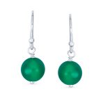 Simple Gemstone 8MM Bead Drop Ball Earrings Sterling Silver Birthstones Colors - Image 25