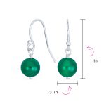Simple Gemstone 8MM Bead Drop Ball Earrings Sterling Silver Birthstones Colors - Image 62